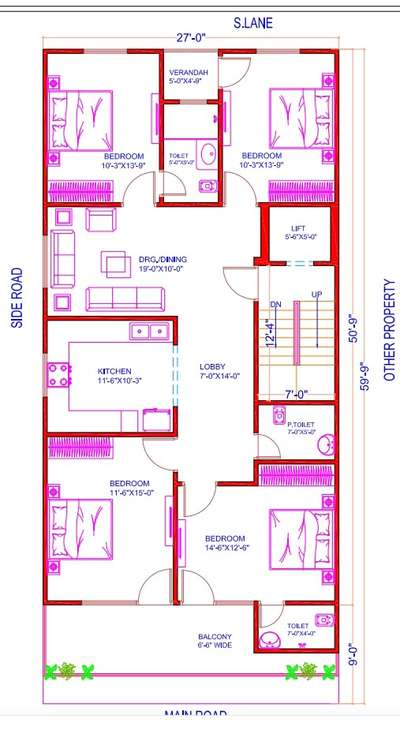 #4 bhk plan