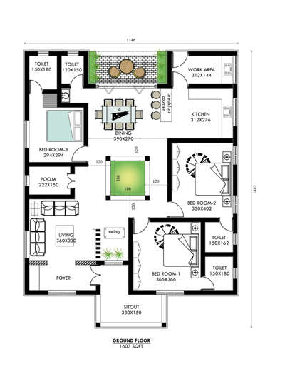 #KeralaStyleHouse #cortyard #1600sqfthouse #keralahomeplans #homedesignideas #Palakkad #OpenKitchnen #3BHKHouse #SingleFloorHouse #Freeplan_Nadumuttam_singlefloor #nadumuttam