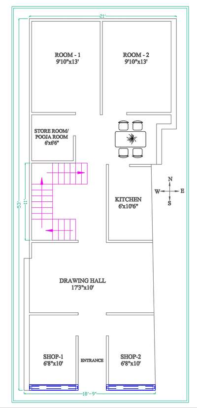 house Plan
Size 18x53 Sqft