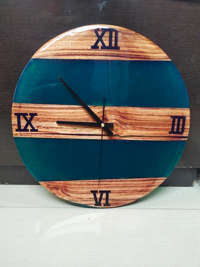 Resin Wall clock with wood 16 inch