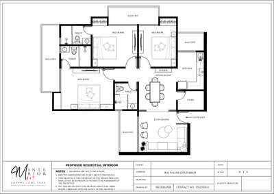 #2D layout#3bhk flat#raj nagar#mdotinterior#