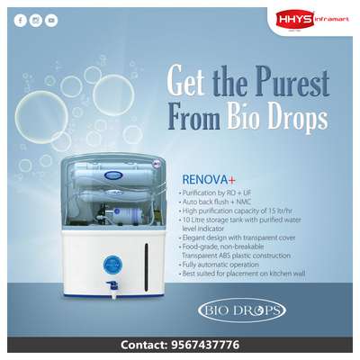 Biodrops Renova+ Water Purifiers

For Enquiry +919567437776
