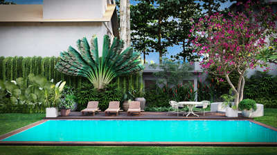 Tropical Landscape near pool area.
#LandscapeGarden #LandscapeDesign #11estudio