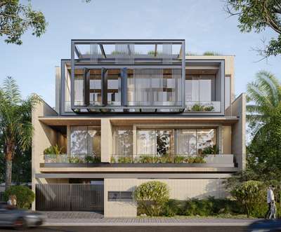 Architectural Facade design for 8000sqft Residential project. Location : Panipat #architecturaldesign #architecturalelevation #HouseDesigns #luxurydesign #designFacade #modernhome #moderndesign #architecturedesigners #architectindiabuildings