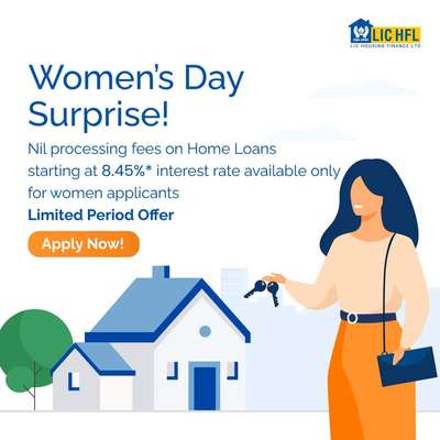 This International Women's Day, enjoy the benefit of nil processing fees on your home loan which starts at 8.45% interest rate. It’s a limited period offer for women applicants, avail now!

Mobile : 075103 85499 8848596497
Email : loan@homeloanadvisor.in
Website : www.homeloanadvisor.in

HLA Financial Services
Home Loan 

#LICHFL #Wheredreamscomehome #Housingfinance  #homeloan #dreamhome #home #realestate #Internationalwomensday #Women #Womensday #Womensday2023 #specialoffer  #limitedoffer #womensdayoffer #hlafinancialservice #hlafinancialservices #lichflstaff #lichfldme #HomeLoanAdvisor #LICHFL #Laploan #PlotLoan #homeloans