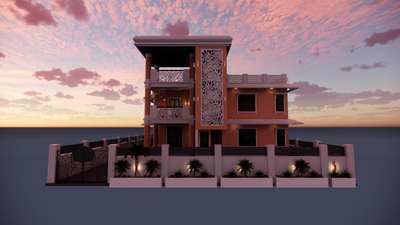 3D elevation design Rajasthani style