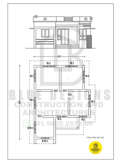 *2d Floor plans *
of the house  Square fit for plan and front elevation is done at Rs.3.