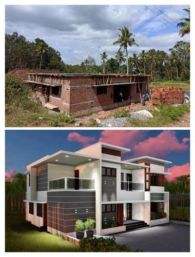 #ongoing #Brickwork #ContemporaryHouse #KeralaStyleHouse #modernconstruction #modern concept