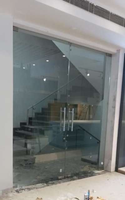 12.mm Clear Toughened Glass Doors Done With Fixing Yesterday Night at Gurgaon Sec 29,Near Huda Market #Toughened Glass Doors