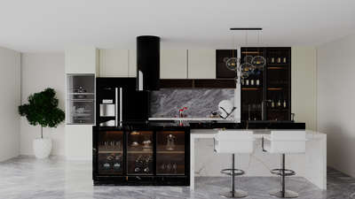 Modular Kitchen with black marble island table and white breakfast counter, Off white Shutter Modeling in 3ds max and render with Corona Hope you like it 
 #OpenKitchnen  #islandchimney #Autodesk3dsmax #coronarenderer  #realstic3dviews 
#Mordern  #mordenkitchen  #ModularKitchen