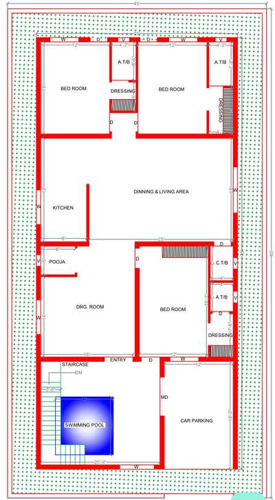 2D House planning with Swimming pool 
#Architect #CivilEngineer #Contractor #HouseConstruction #HouseDesigns #architecture  #FloorPlans #planning