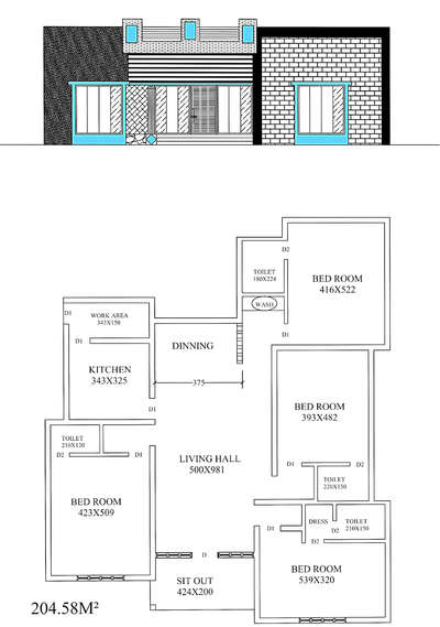 #sigle home story  #4bhk full attached 2200 sqft