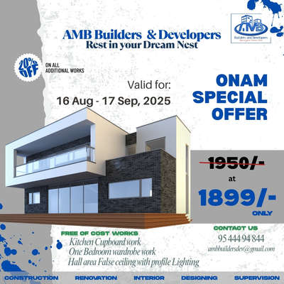 Get your Dream Home plan today...
limited time offer only 
hurry up.....




 #Contractor  #ContemporaryHouse  #HouseConstruction  #ContemporaryDesigns  #constructionsite  #HouseRenovation  #KitchenRenovation  #RenovationProject  #InteriorDesigner  #Architectural&Interior  #LUXURY_INTERIOR  #HouseDesigns  #WardrobeDesigns  #InteriorDesigner  #BedroomDesigns  #FloorPlans  #amazing_planning