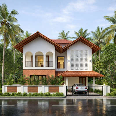#Malappuram   #3000sqftHouse #75lakhhouse #architecturedesigns #moderntraditional #doublestorey #sloperoof