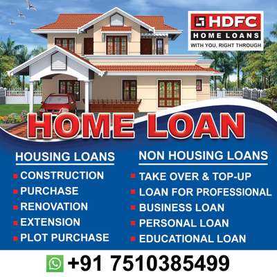 HDFC HOME LOANS @8.5%*  Onwards 
Construction, Purchase, Renovation, Extension, Plot Purchase & Take Over & TOP-UP
Call 7510385499 / 8848596497

HLA Financial Services
Home Loan

Mobile : 075103 85499
Email : loan@homeloanadvisor.in
Website : www.homeloanadvisor.in

#hlafinancialservice #hlafinancialservices #lichflstaff #lichfldme #HomeLoanAdvisor #WhereDreamsComeHome #loans #loanapplication #HDFCLtd