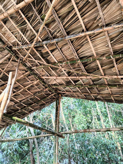 Bamboo and palm leaf structure for a restaurant 

Nearing structural completion

from the house of Crafted By Madhuri  #bamboo #bamboointerior #bamboolights #bambooarchitecture