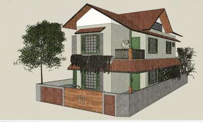 Tried a new elevation at Thrissure #Thrissur  #KeralaStyleHouse  #keralastyle  #architecturedesigns  #Architectural&nterior  #keralastyle  #TraditionalHouse  #traditionalinterior