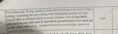 2*2 aluminum channel 60 CM centers to center distance  partition frame work ethra rate varum?