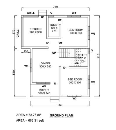 2BHK Low Budget Home plan @686sqft✨️