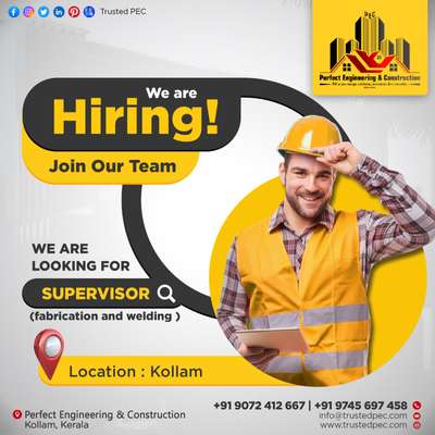 Join our dynamic team and embark on an exciting career journey with Perfect Engineering and Construction....!


Reach us at: 📞+91 9072412667
📞+91 9745697458

WhatsApp: https://wa.me/c/919072412667

📧Email: info@trustedpec.com

🌐Visit us: www.trustedpec.com

Please, Follow any links that you can quickly like, share and contact..!

📌https://www.facebook.com/trustedpec
📌https://www.instagram.com/trustedpec
📌https://twitter.com/trustedpec

📌https://in.pinterest.com/trustedpec
 
📌https://g.page/perfect-engineering-construction
 
📌https://www.linkedin.com/company/perfect-engineering-construction
 
📌https://www.youtube.com/channel/UCO-ujlAX8NFF4sMC4wLlZ9A
-
-
-
-
#PEB#PreEngineeredSteelBuildings#PEC##PerfectEngineeringConstruction #NowHiring#JobOpening#JobOpportunity#JobSearch#CareerOpportunity#JoinOurTeam#HiringNow#JobAlert#WorkWithUs#JobPosting#JobVacancy#EmploymentOpportunity
