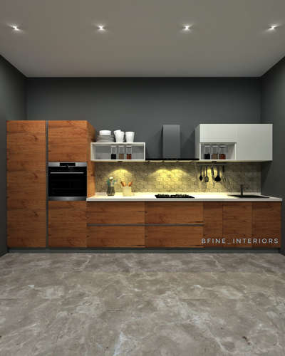 Straight line kitchen with modern utilities