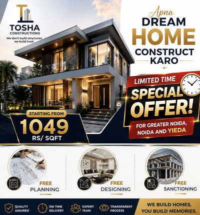 Limited Time Offer 🎉🎉
Residential | Commercial | Industrial Projects
Quality • Commitment • Professional Execution
📍 Tosha Constructions
“Building Today, Creating Tomorrow.”
#ToshaConstructions #ConstructionCompany #Builder #Infrastructure #CivilConstruction #CommercialProjects #ResidentialProjects #IndustrialProjects #ConstructionLife #BuildingDreams #SiteWork #Engineering #RealEstateIndia #NoidaConstruction #GreaterNoida #ConstructionBusiness #IndiaInfrastructure #ProjectManagement #ContractorLife #ModernConstruction
