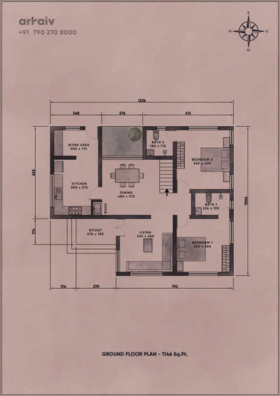 Ground Floor Plan
 
 #floorplan  #WestFacingPlan  #2BHKPlans  #keralahouseplans