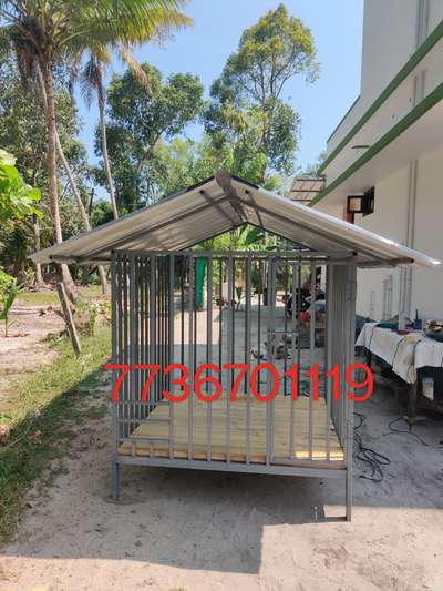 140 cm square (4 feet 7.118 inches)
materials
bace 2×1 square tube
corner piller 1×1 square tube,
4/3 inch square tube 
roofing sheet
