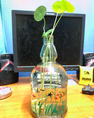 bottle art with intirior plant