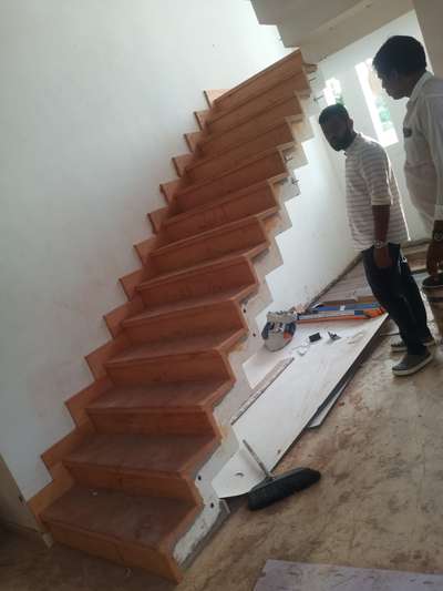 concreat chain stair and wooden paneling work at malappuram dt valanchery