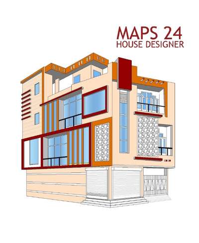 All 2d drawing, Elevation with Construction at Dwarka
