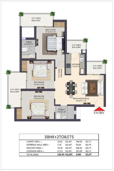 I have a 3bhk bare flat. I need to get the interior done. Looking for ideas and estimation. Floor plan is attached.