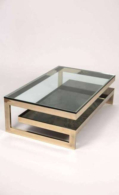 stainless steel table with glass top