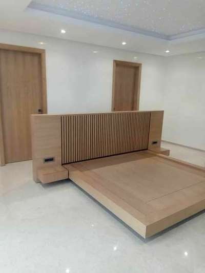 low floor bed teak wood look