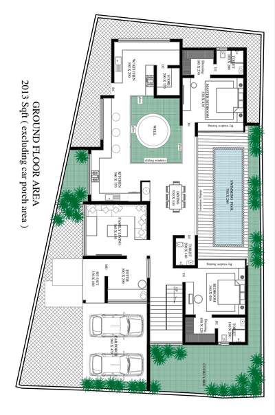 3445 sqft house . with a well inside. it was an exciting well in the plot . The work is @ TVM 
 #FloorPlans  #doublestorey  #architecturedesigns  #Architectural&Interior  #CivilEngineer  #welldesign  #swimmingpoolwork  #carporches