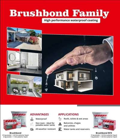 Brushbond provides a Seamless, Waterproof coating suitable for use in Water Tanks, Reservoirs, Swimming Pools, Roofs, Toilets.      

Now available in adoor
                                                                                                                                                                                                                                                                                                                              Thalikkunnil Sales Incorporate
Bypass Road                                                                                                                                                             Adoor
Mob - 9074775005 

FOSROC/ SIKKA/ PIDILITE/SMART CARE PRODUCT

#waterproofing #constructionchemicals
Whatsapp : https://wa.me/ 9074775005
Instagram: https://www.instagram.com/thalikkunnil_group                          Facebook:https://www.facebook.com/thalikkunnil