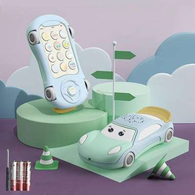 Battery Operated Car Shape Learning Baby Mobile Phone Toy for Kids with Light, Music, Teether & Star Projection (Multi-Color).
Type: Activity Centres
Recommended Age: 1 - 2 years
Net Quantity (N): 1
Battery operated learning mobile handset baby car shape mobile phone for children with music, light, removable glue teether and star projection. Stimulate baby sense of touch by pressing buttons. It is a complete study system for your kids to teach vehicles, animals, piano music and many more. It is perfect gifts for your kids to entertain for hours. It will help to develop children’s mind through learning, creativity, and the thinking ability when playing with it. Suitable for the age group of +18 months and up. It requires 3x1.5 V “AAA” size batteries (not included). Note: specifications and colors of contents may vary from illustrations. *The phone will turn off automatically after 60 seconds if there is no more operation.*
•Amazing learning baby mobile phone for kids with music, star pr