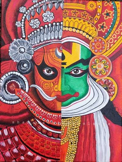 Fusion of kathakali and Theyyam.
16*12 inch canvas. Acrylic painting. #HomeDecor #homeinteriordesign #homedecoration
