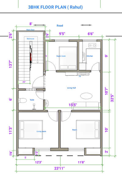 3BHK HOUSE FLOOR PLAN