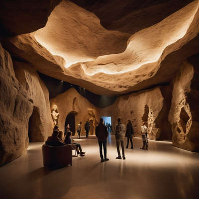 Imagining gallery space inside a  rock cave.