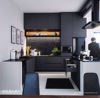 modern island kitchen. 3D interior
