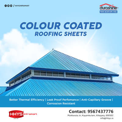 ✅ DURASHINE - Colour Coated Roofing Sheets

While a new roof may appear to be an expensive investment, it can improve the structural integrity and safety of your home while you remain a resident.

Features :

👉 Better corrosion resistance ensures longer life
👉 High Strength with Load Bearing Capacity
👉 Cooler Interiors
👉 Performs better during rains
👉 Aesthetically Appealing
👉 Wide Product Range

Visit our HHYS Inframart showroom in Kayamkulam for more details.

𝖧𝖧𝖸𝖲 𝖨𝗇𝖿𝗋𝖺𝗆𝖺𝗋𝗍
𝖬𝗎𝗄𝗄𝖺𝗏𝖺𝗅𝖺 𝖩𝗇 , 𝖪𝖺𝗒𝖺𝗆𝗄𝗎𝗅𝖺𝗆
𝖠𝗅𝖾𝗉𝗉𝖾𝗒 - 690502

Call us for more Details :
+91 95674 37776.

✉️ info@hhys.in

🌐 https://hhys.in/

✔️ Whatsapp Now : https://wa.me/+919567437776

#hhys #hhysinframart #buildingmaterials #HomeAutomation
