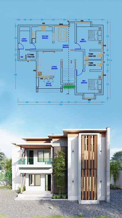 #keralaarchitectures #keralaresidencedesign #ContemporaryHouse #budgethomeplan #3dmodeling #keralahomestyle #planandelevations #sweethomes #simplehome #architecturedesigns #best_architect #Architectural&Interior