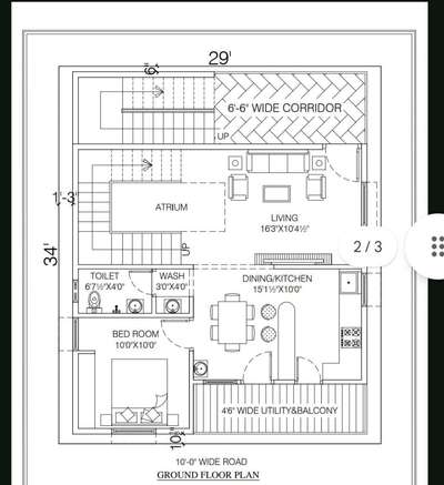 29x34 Houseplan 

#floorplan #1bhk #singlestoreyhouse