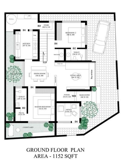 2064 sqft traditional house at thrissure. Plan build in a small plot of 4.5 cents. #TraditionalHouse  #KeralaStyleHouse  #Architectural&Interior  #courtyarddesign  #baywindowldeas  #keralaarchitectures