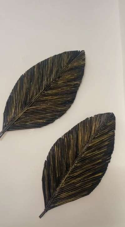 Modern Luxury Wall Art Home Decor DIY Abstract Honorable Black Gold Leaf Plant 2 pcs For Living  Room