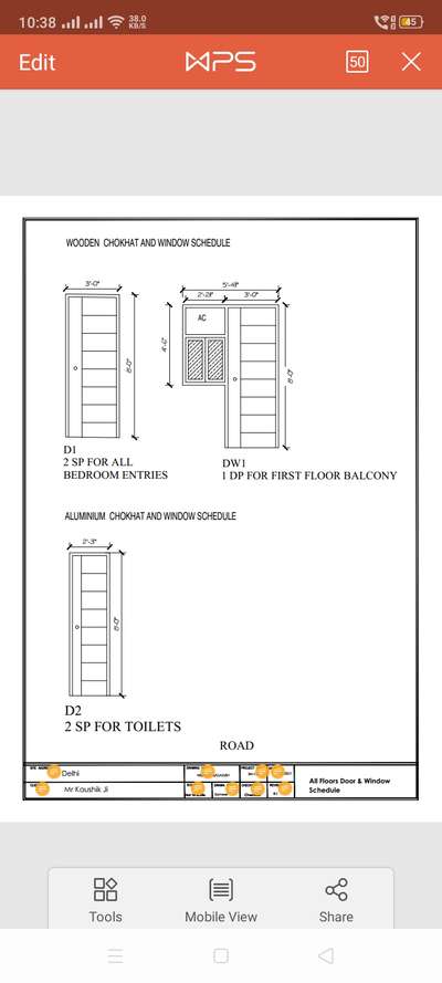 Door and windows 2d plan