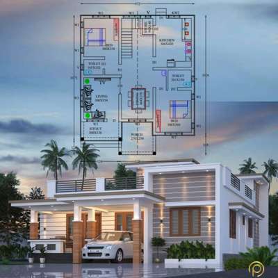 1080 SQFT 3D AND PLAN #kerlahouse #keralamuralpainting #FloorPlans #3d