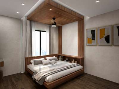 Corner Bed with Wooden ceiling  #BedroomDesigns #elegantdesign #InteriorDesigner #InteriorDesigner #MasterBedroom #Designs