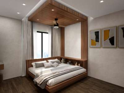 Corner Bed with Wooden ceiling  #BedroomDesigns #elegantdesign #InteriorDesigner #InteriorDesigner #MasterBedroom #Designs